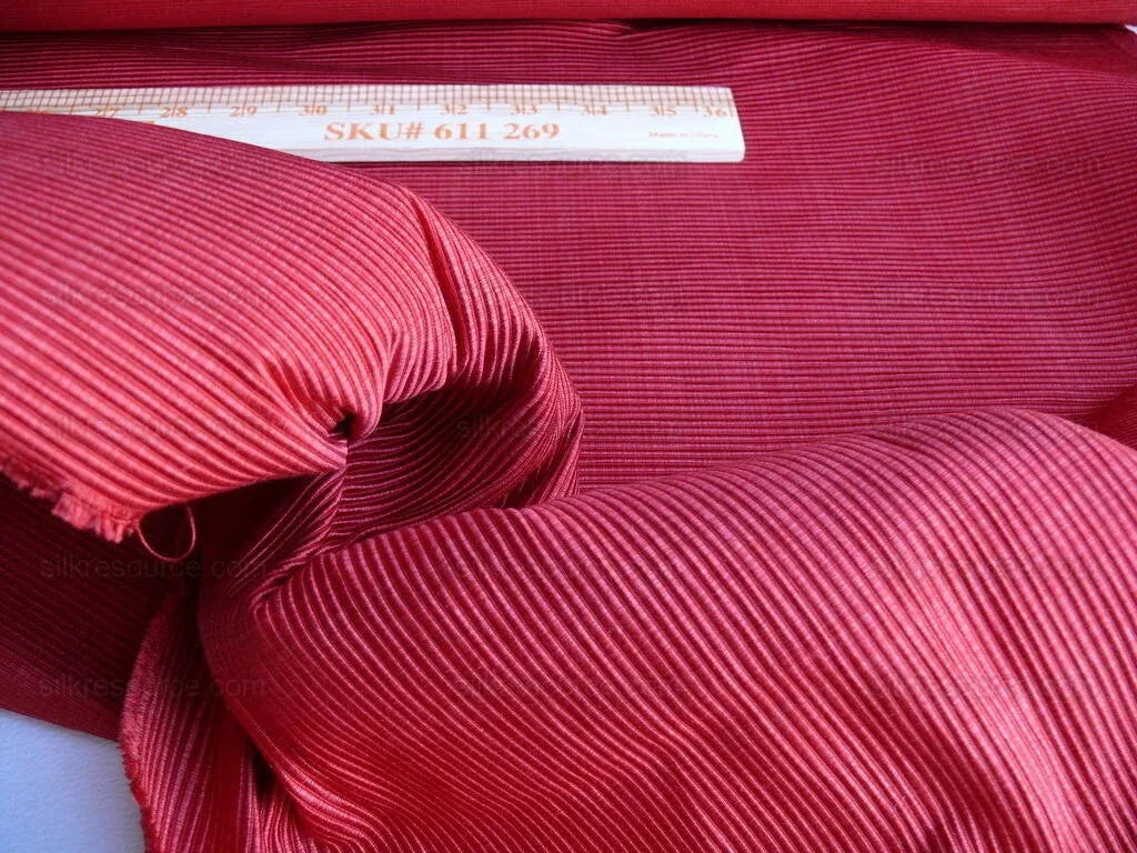 Brunschwig & Fils Cascade Ottoman Red Rose Pink Cotton & Silk Heavy! MSRP USD 248/y