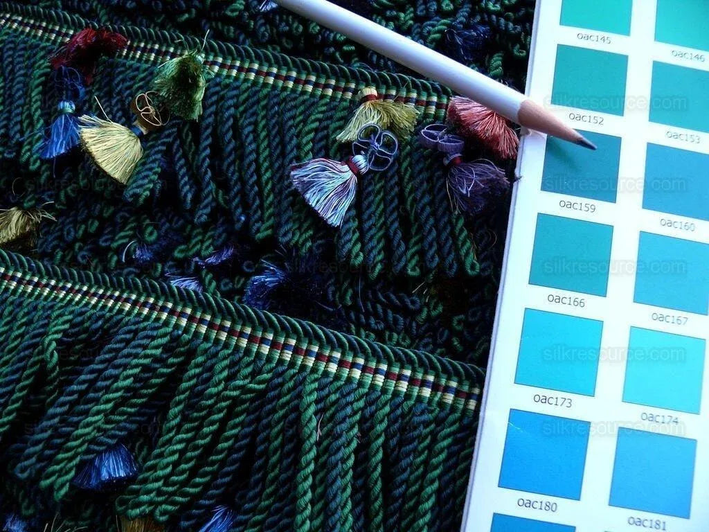 Brunschwig & Fils Silk Trim Tassel Bullion Emerald Green Pink MSRP USD 140/Y