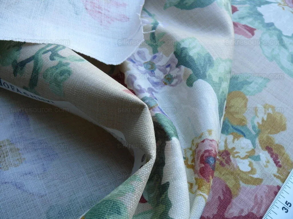 9.3y Lee Jofa Jardin Prive.caramel.o Linen Floral Print MSRP USD 190Y