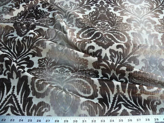 By Yd Lee Jofa Baker Lifestyle Paloma Velvet Brown Rich Chocolate Medallion Cut Velvet MSRP USD 196/y