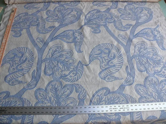 By Yd Lee Jofa Whitcomb.aegean Blue White Embroidery Linen Large Foliage MSRP USD 336Y