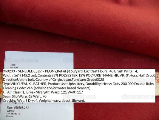 by yard Lee Jofa Japanese Sensuede Peony Pink Crisp Red Solid Polyester MSRP USD 168/Y