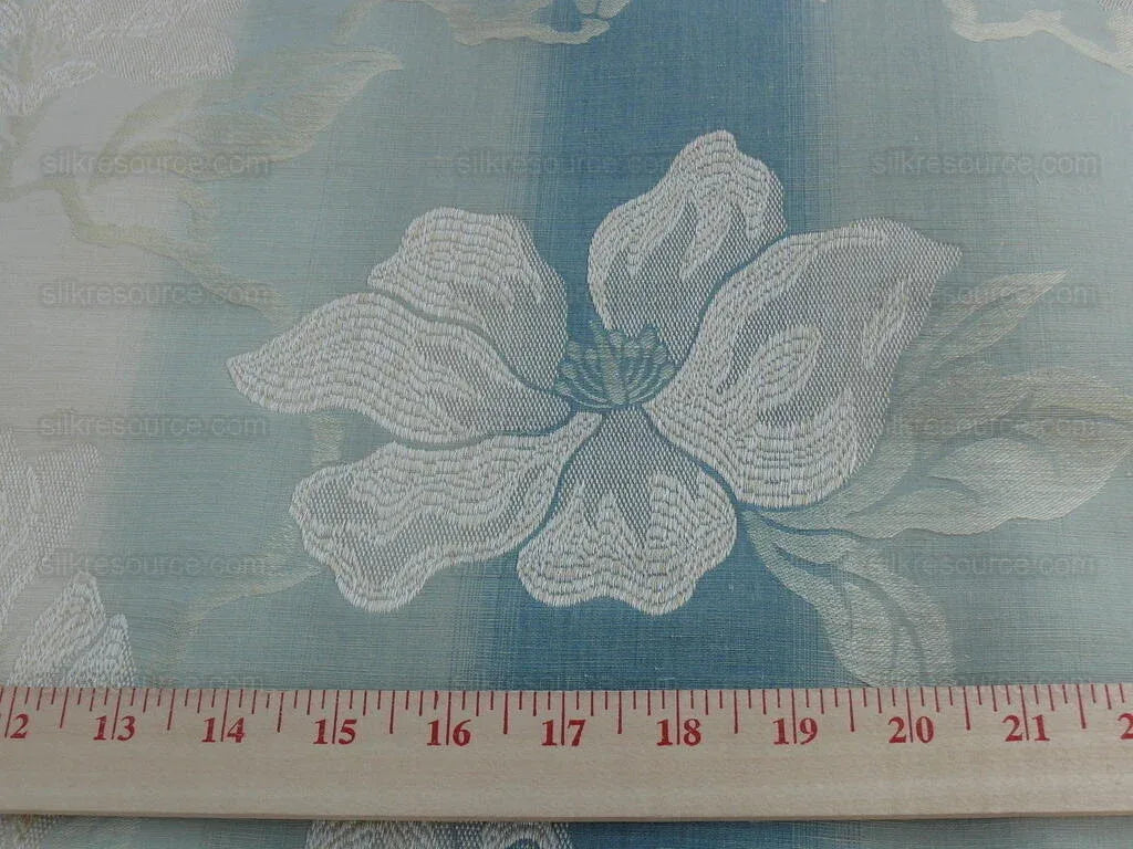 By Yard Lee Jofa Magnolia Damask Aqua Weave Blue Cream MSRP USD296/yard