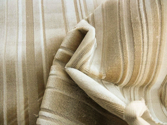 Brunschwig & Fils Lavinia Silk Velvet Cut Velvet Stripe Beige Cream White Tan Birch Very Heavy MSRP USD 436/Yard