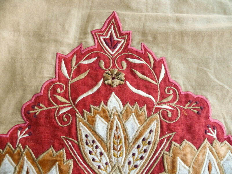 Lee Jofa Alexandria Silk Linen Embroidery Velvet Applique Museum Quality Red Gold Copper MSRP$560/y