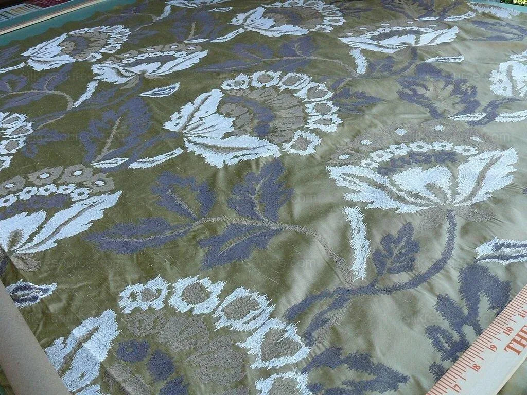 Lee Jofa Oriana Silk Gold Large Poppy Flower Embroidery Art Nouveau MSRP USD 296/y