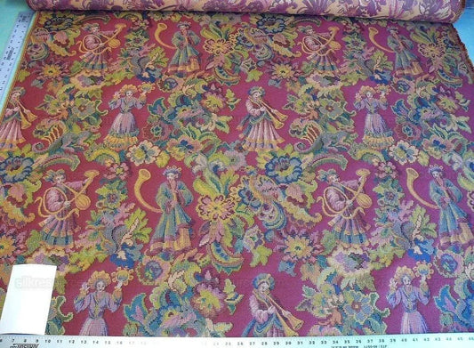 Scalamandre Biliken Red Mediaval Lady Heavy! Wool Tapestry Music Dance Harvest USD 288/y