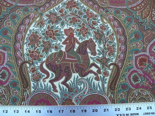 SCALAMANDRE LE CHEVAL INDIEN HORSE Claret PRINT MSRP$280