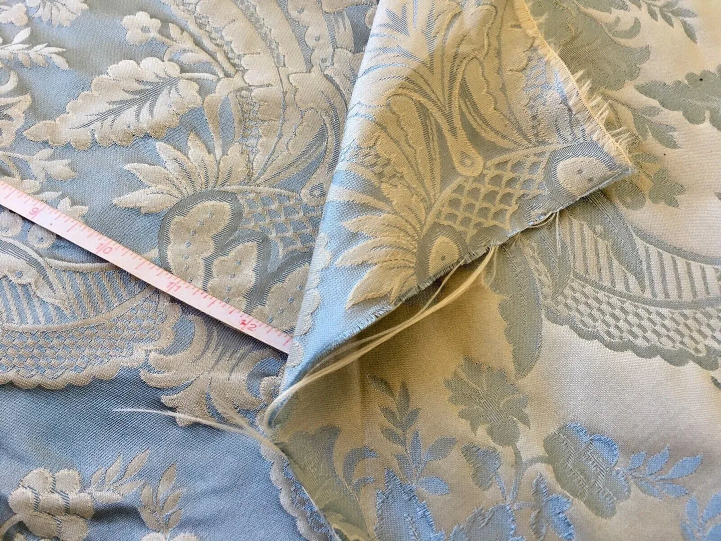 Silk Damask Classic Renaissance Sky Blue High End
