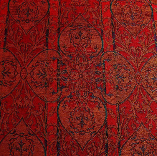 Yd Lee Jofa Gleneagle Damask “garnet” Red Gold Gothic Scottish Wool Chenille Medallion MSRP USD290/y