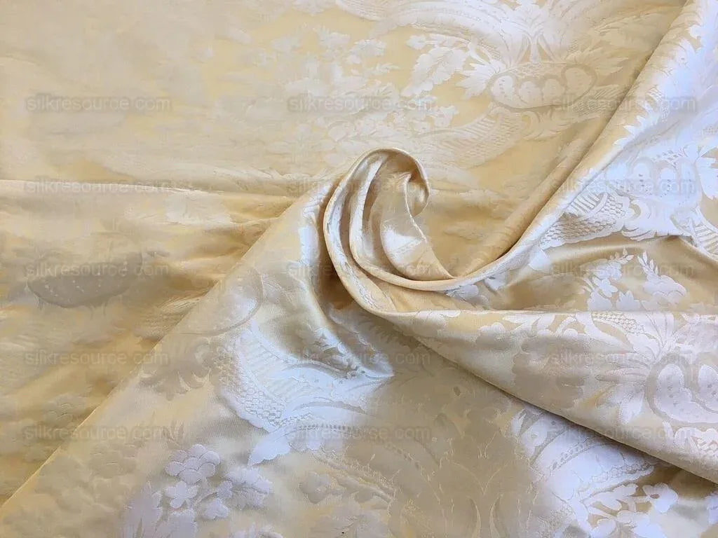 100% Silk Damask Classic Renaissance Cream White High End