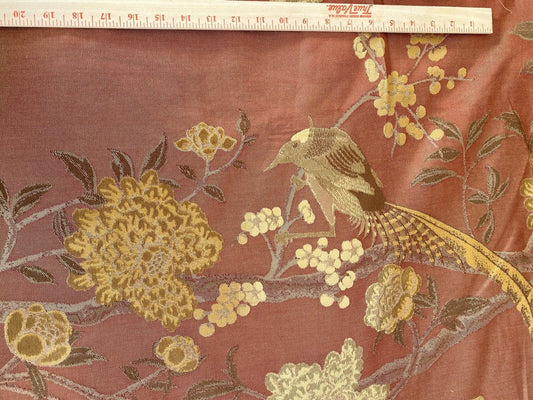 10.75yards Lee Jofa Japanese Garden Plum Red Gold Bird Peony Chinoiserie