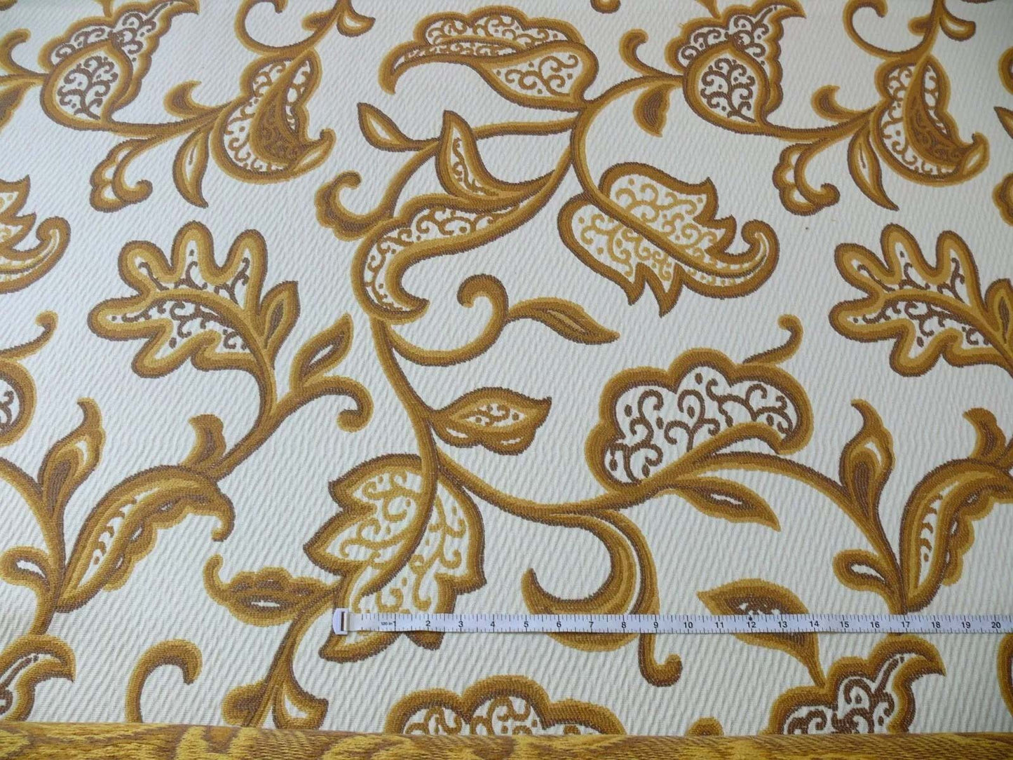 3.875Y Kravet Winterthur Yellow Ocher Crewel Styled Jacobean Flower Thick