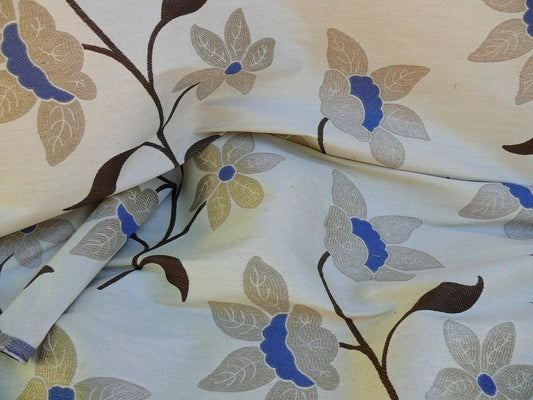 by yard Scalamandre Charlize Mocha Blue and White Heavy Lily Tapestry Art Nouveau Linen Blend MSRPUSD250+