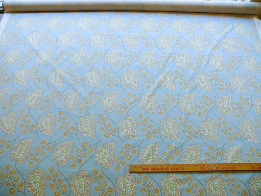 By yard Scalamandre Winslett Foliage Cotton Print in Blue Orange White Hand Printed in Italy MSRP$160/Y