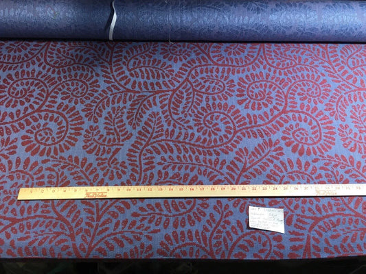 By Yard Scalamandre Arbois Jacquard Red Purple Blue Fern Leaves MSRP USD 219/Y #1567