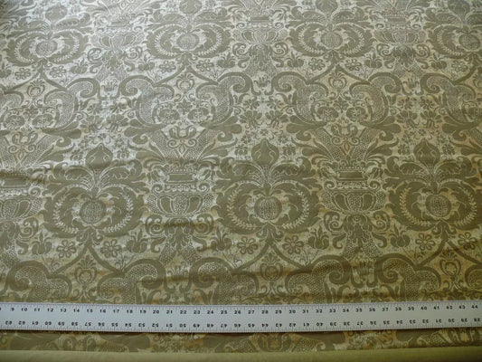 2.875yards Designer Renaissance Resist Printed Silk Copper Silver Gold Fortuny Style #1316