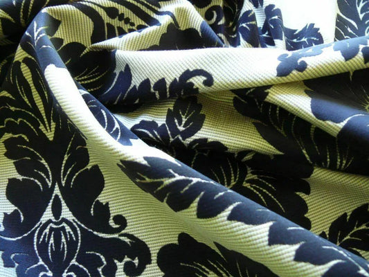 By Yard Clarence House Black Cut Velvet Classic Renaissance Damask Mid-century MSRP USD 280/Y #1215