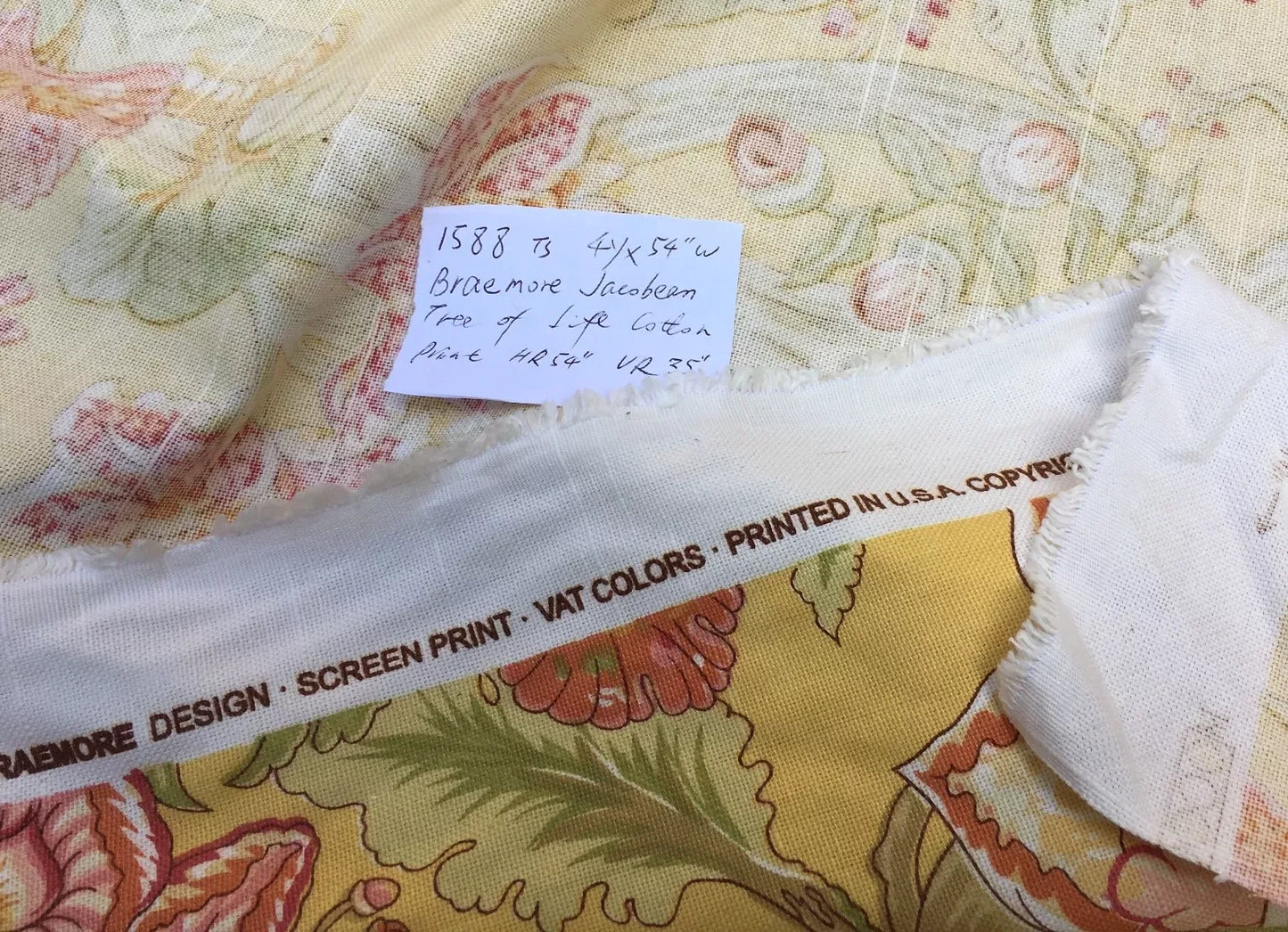 4 yards Printed Cotton Jacobean Sunny FLowers Red on Golden Yellow #1588