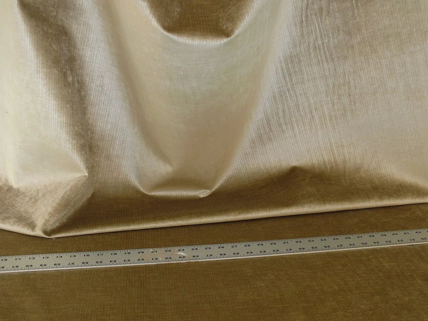 3.6Y Scalamandre Upcountry Striae Velvet Brown Golden Olive Green Silky MSRP USD 204/yard