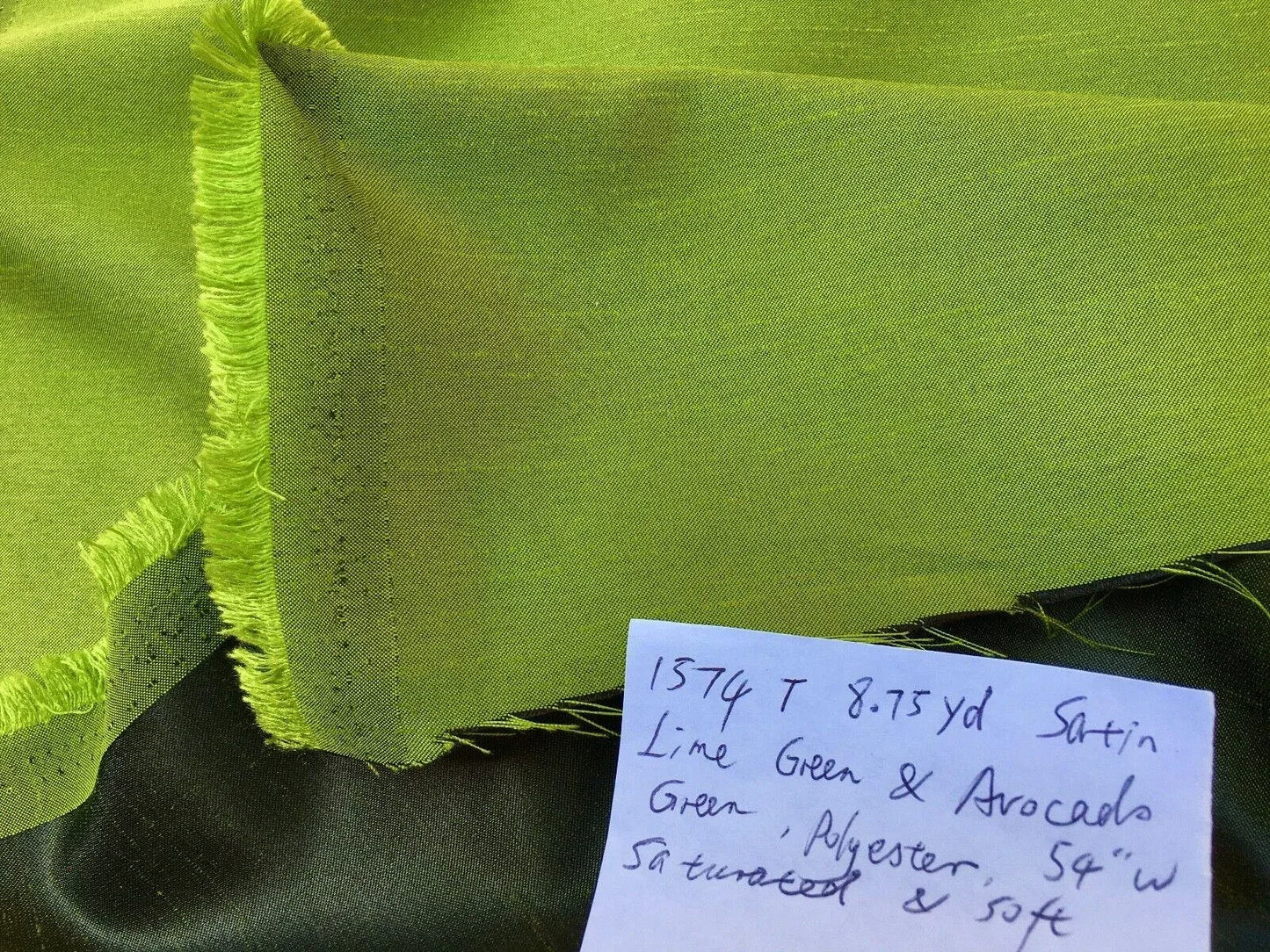 8.75y Bright Lime Green Avocado Satin Reversible #1574