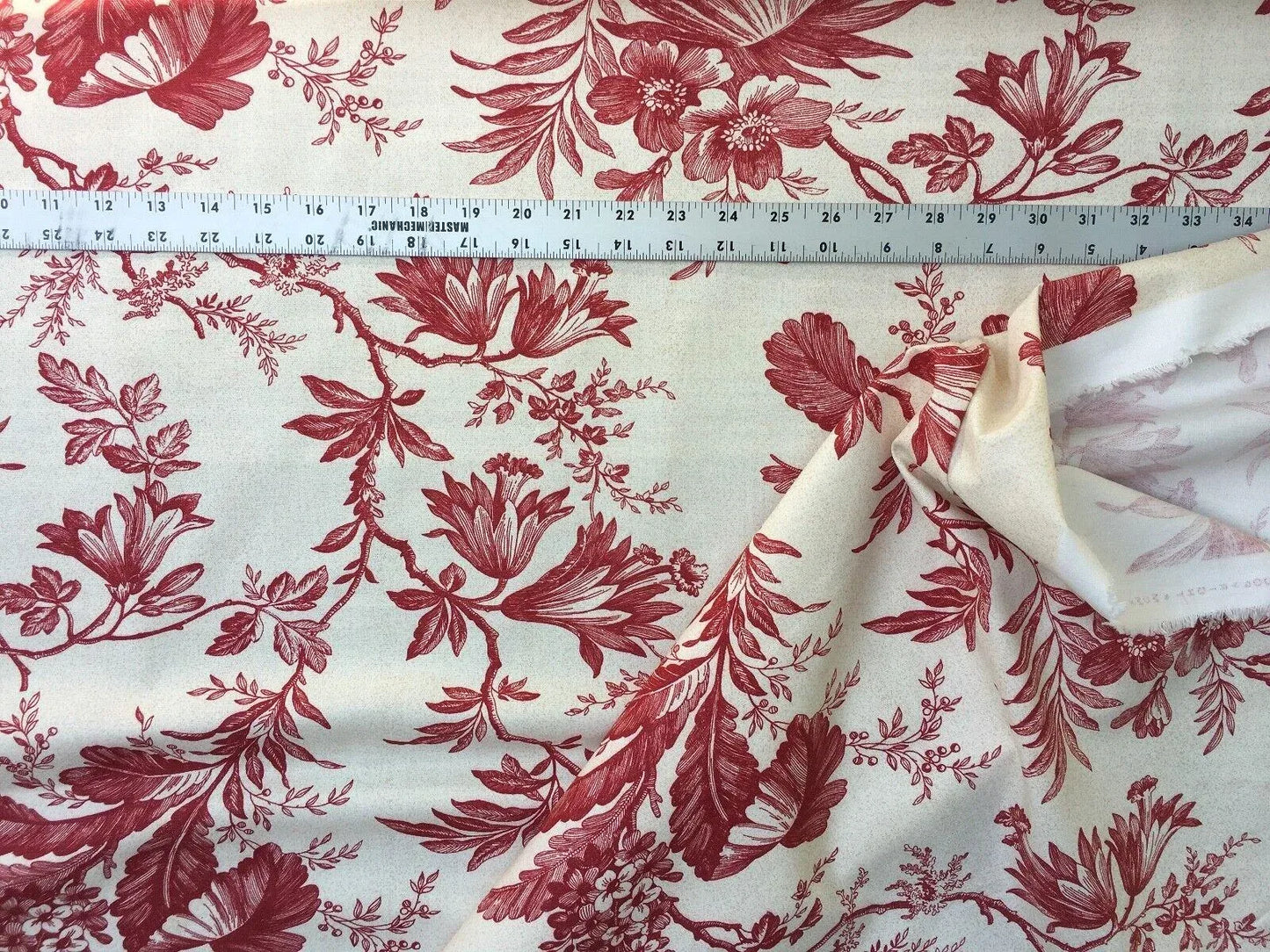 4.75Y Stroheim & Romann Toile Print Cotton Plantation Red on Natural Country #1578