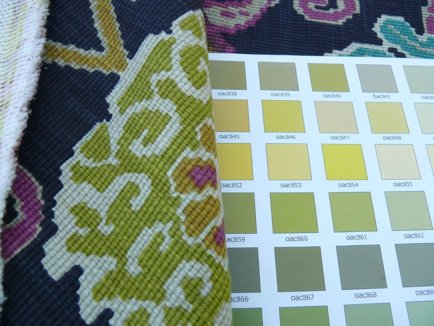 1Yard Shishi Tiger on Peony Cloud 100% Cotton Black Turquoise Pink MSRP USD88/yard