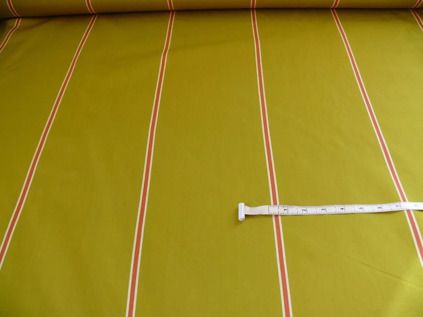 By yard Clarence House Palio Avocado Green and Red Cotton Stripe From Italy #557