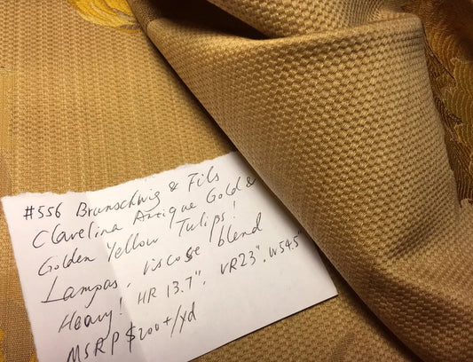 by yard Brunschwig & Fils Clavelina Tulips Golden Yellow on Antique Gold #556