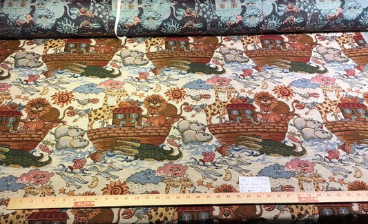 Designer Tapestry Animals Noah’s Ark Lion Cat Giraffe Bible STORY -By The Yard