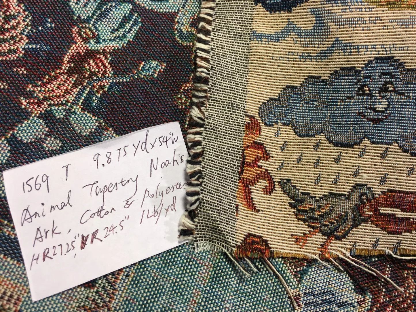 9.8yards Designer Tapestry Animals Noah's Ark Bible Story STORY #1569