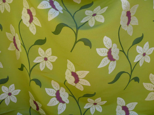 by yard Scalamandre Charlize Green White Heavy Lily Tapestry Art Nouveau Linen Blend MSRPUSD250+