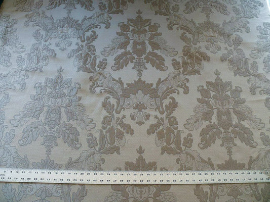 Old World Weaver Anna Gray Silver Floral Damask Jacquard Silk & Linen - By The Yard - MSRP USD368/y