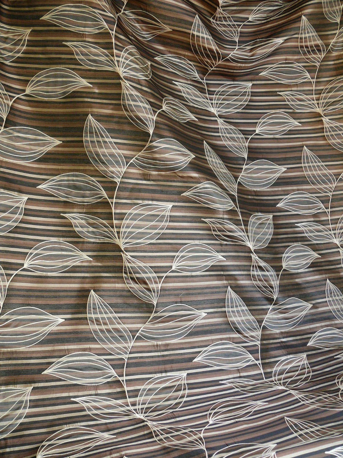 Beacon Hill 100% Silk Lampas Modern Vine "dusk" Brown MSRP USD200+/y