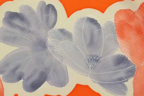 New Bolt 100%silk Kimono:orange Colourful Camellia@v56+ 9.5mx36cm (374" X14.1")