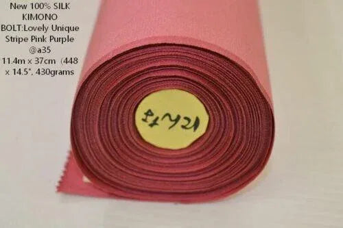 Nishijin New Silk Kimono Bolt:unique Stripe Pink Red @a35 11.4mx37cm (448x14.5"