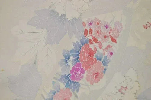 12m X 36cm (13ydx 14.1") Silk Tsukesage Kimono Bolt:tree Peony/chrysanthemum@z53