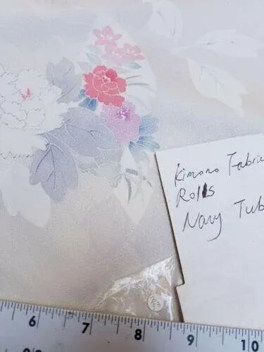 12m X 36cm (13ydx 14.1") Silk Tsukesage Kimono Bolt:tree Peony/chrysanthemum@z53