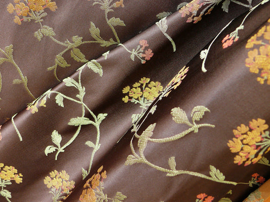 Schumacher Sage Blossom Sprig Silk - Amber Brown Gold Green