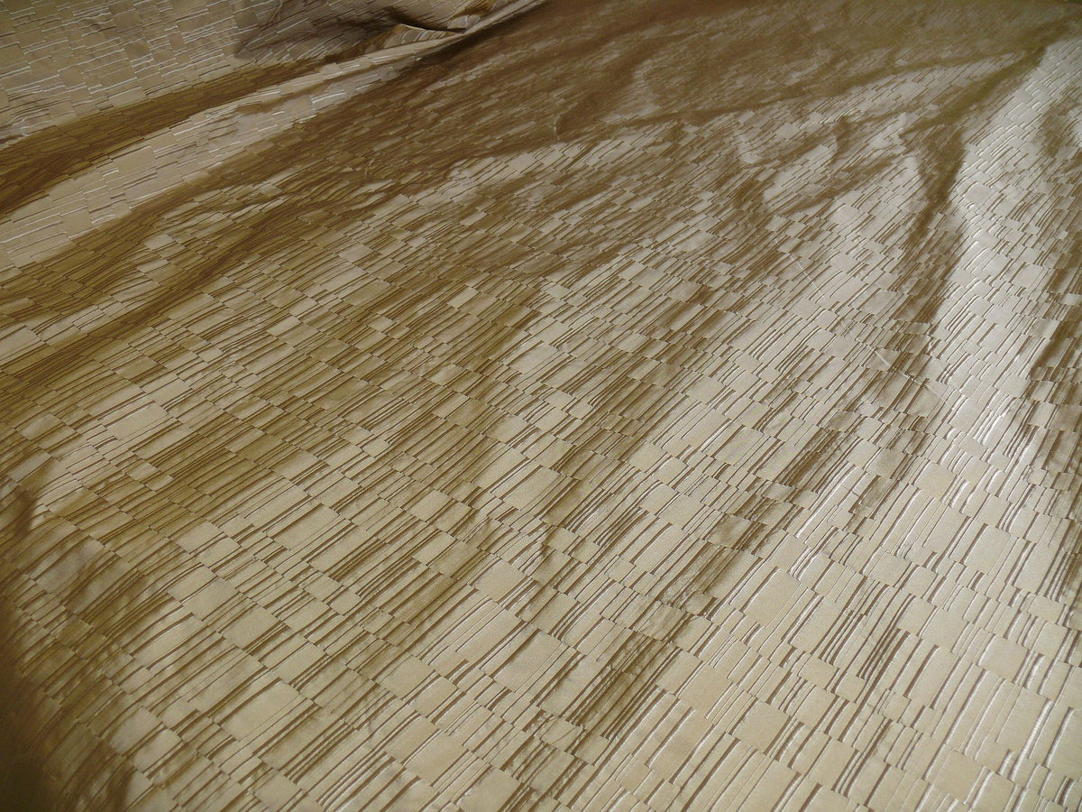 100% Silk Damask Piano Key "khaki" Brown Tan Jacquard Textured Iridescent
