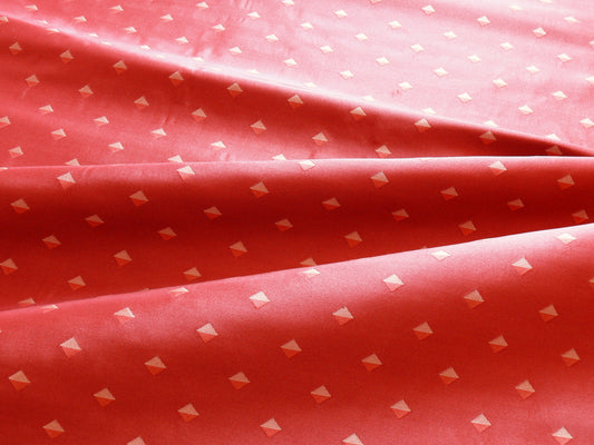 100% Silk Lampas Diamond Dot "sunset" Red Cream Khaki Stripe Reversible