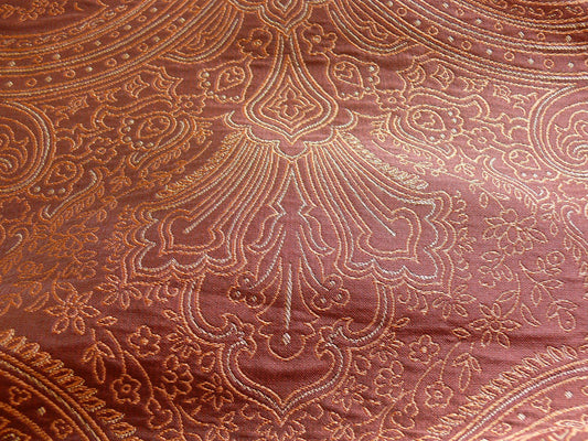 Levant Fine Line Damask Paisley Medallion Silk - Red Pink Gold