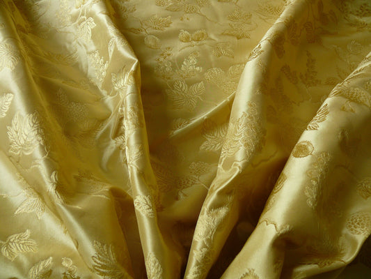 100%silk Damask Summer Berry "wheat" Gold Nimbus Art Nouveau William Morris