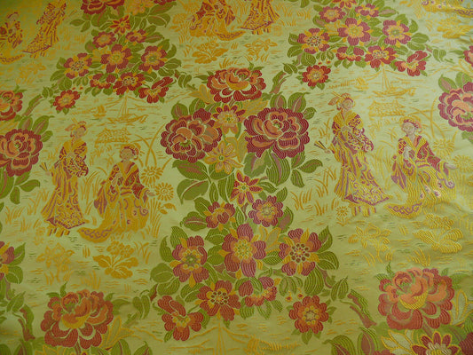 Madame Butterfly Flora Silk Lampas - Green