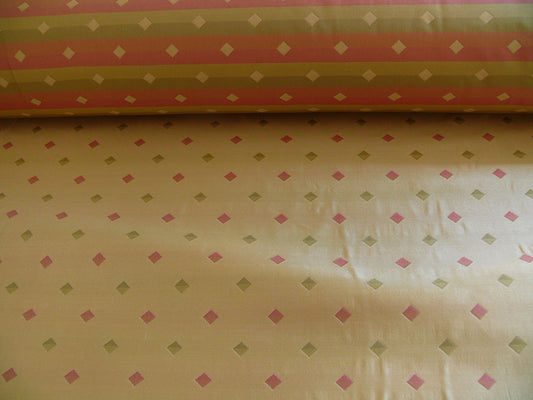 Tuscana Diamond Dot Stripe Silk Lampas - Yellow Pink Sage Green