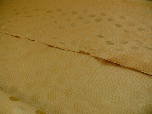 B. Berger Duralee 100% Silk Damask Polka Dot "sunkissed" Gold Yellow Reversible Strie and Satin Mid-Century MSRP USD 250/Y