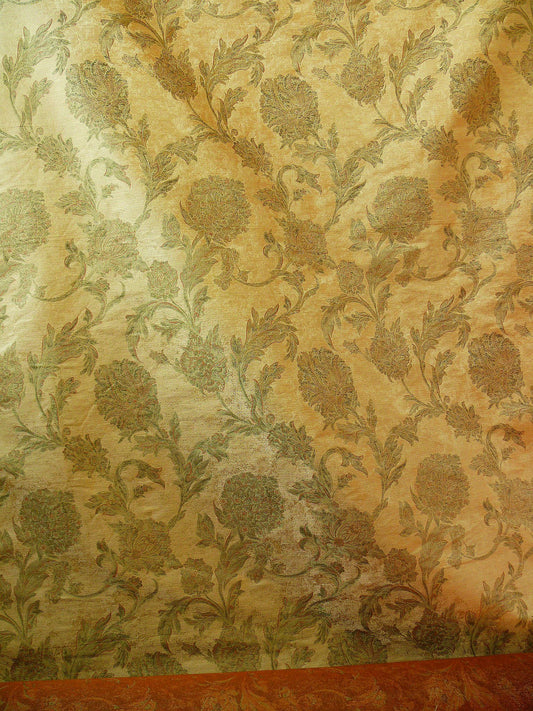 Large Peony Paisley Silk Lampas - Marjoram Gold