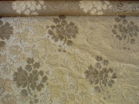Yd Hiend Peony Bush Lampas Silk - Gray Beige Silver