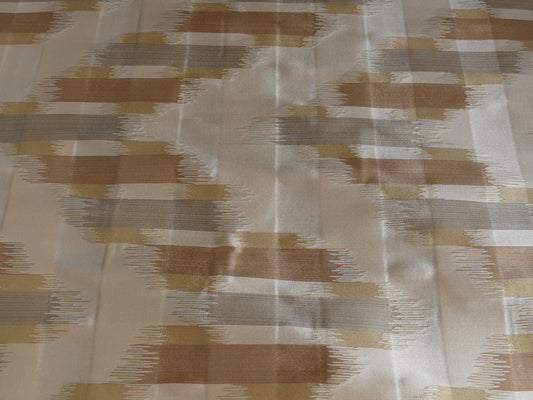 Ikat Wave Silk Lampas - Flax Tan Brown Gray Beige
