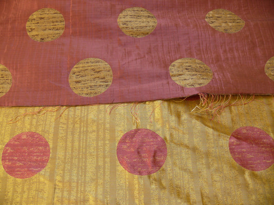 By Yard 100% Silk Damask Moon In Bamboo "wine" Magenta Pink Gold